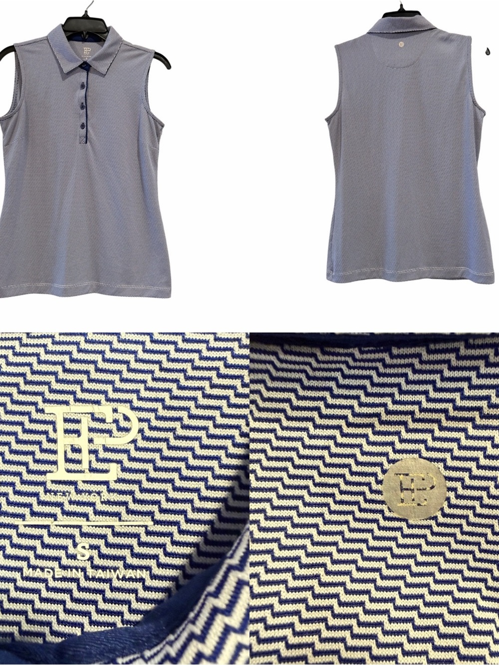 EP Sleeveless Golf Polo in Navy/White size Small
